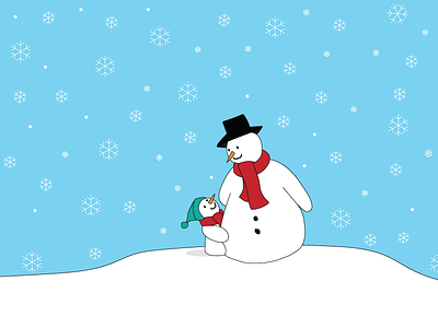 Father and Son family father snow snowmen son winter