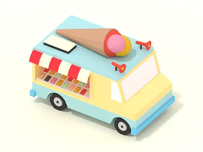 Ice Cream Truck 3d ice cream illustration lowpoly truck van