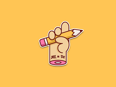Art Or Die art cartoon die draw grip hand illustration join or die magnet pencil severed vector