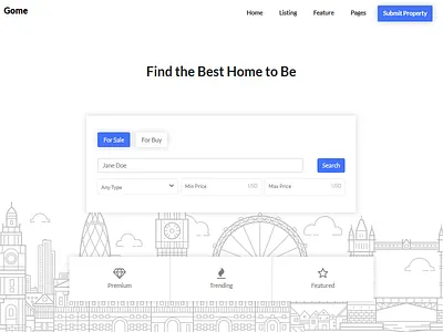 Gome - Real Estate Template clean directory listing minimal real estate rights ui ux