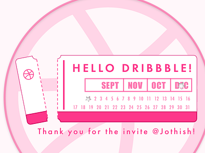 Hello Dribbble debut dribbble first shot ticket vector vector illustration