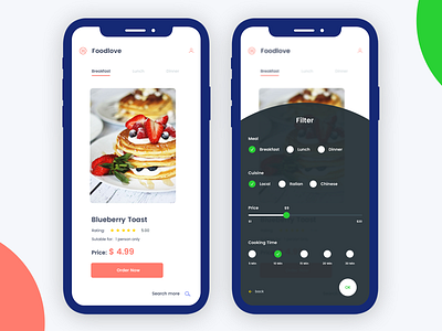 Foodlove filtering options filter design filter ui food ios app design mobile app search search option search ui ui design ux design