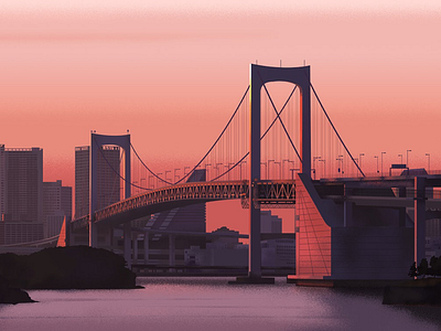 Rainbow Bridge - Tokyo bridge illustration japan tokyo