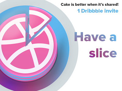 1 Dribbble Invite 1 ball cake dribbble dribbbler invitation invite slice