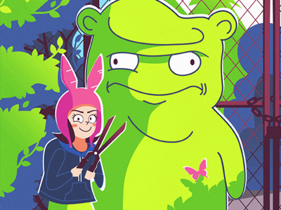 Louise and Bad Kuchi kopi bobs burgers digital art fanart illustration illustrator karyl gil kuchi kopi louise belcher