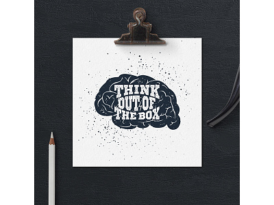 Think out of the box badge brain design grunge hipster logo music typography vintage