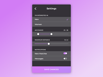 Daily UI 007 - Settings daily daily ui dailyui007 dating dating app mobile settings ui