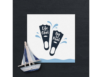 Life it's cool by the pool badge design grunge hipster logo music ocean sea typography vintage