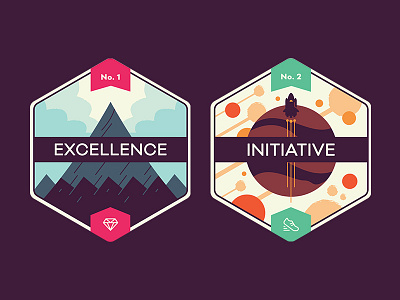 Raizlabs Core Value Badges Pt. 1 adobe badge design digital art drawing illustration illustrator line painting sticker vector