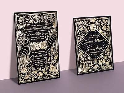 Deane & Danielle foil stamping illustration print design wedding suite