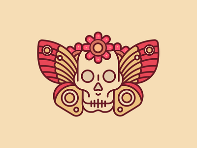 Flying Sugar Skull flat design illustration lines san diego shapes skull