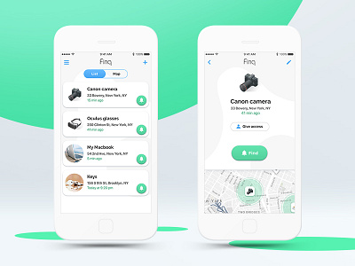 App design for bluetooth tracker app clear design elegant ios list main screen safety tracker ui ux