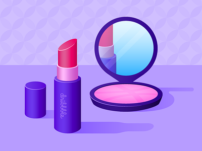 2x Dribbble Invite cosmetic draft dribbble dribbble invite illustration invitation invite make up pink purple