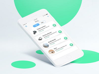 App design for bluetooth tracker app clear design elegant ios list main screen safety tracker ui ux