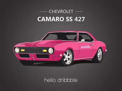 Hello Dribbble camaross car chevrolet dribbble firstshot muscle pink ui