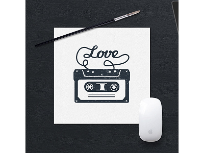 Love badge design grunge hipster lettering logo music tape typography vintage