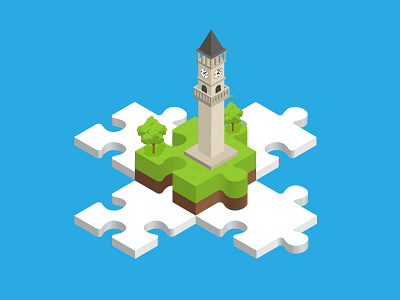 Wiki Weekend Tirana 2017 Isometric Illustration clocktower isometric jigsaw puzzle tirana wiki wikipedia