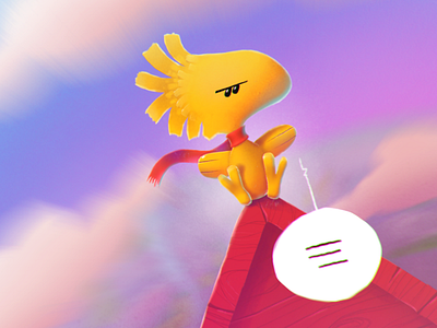 woodstock's red triplane bird illustration ipad procreate snoopy wacom yellow