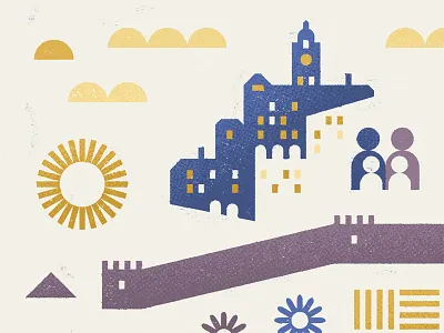 Segovia building castle city icon illustration medieval old poster spain texture wall