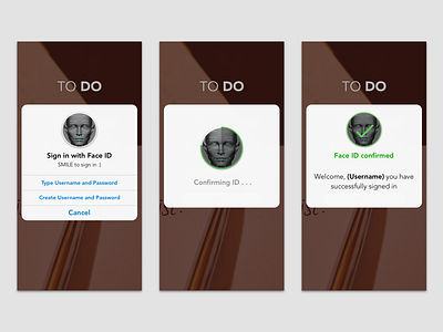 Face ID Sign in Concept face id facial recognition log in sign in ui ux