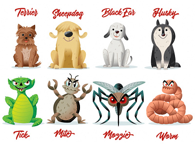 Dogs and Heart worm parasites dogs heartworm huskie mite sheepdog terrier tic