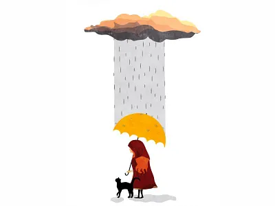 Still Summer? animal cat character color hoodie illustration rain red texture