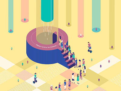 Queue to Heaven 36daysoftype alphabets isometry linewisebypoojabhapkar pastal queue vectorillustration