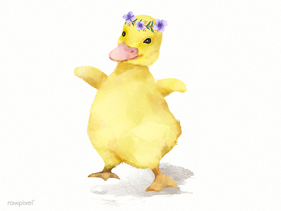 baby duck animal baby duck cute duck ducking flower little painting wings yellow