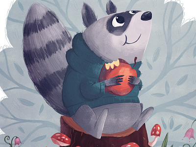 Little Racoon autumn illustration kidlitart nature racoon