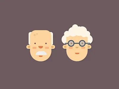 Faces / Grandparents character design faces flat glasses grandfather grandmother hair head illustration kickative old