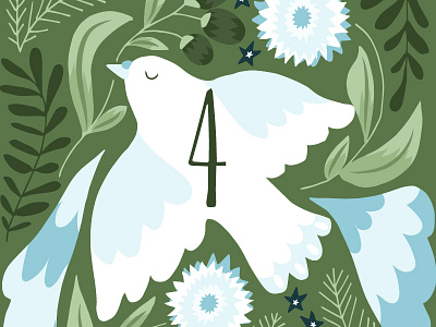 Illustrated advent calendar day 4 advent art bird blue calendar christmas daily december drawing green illustration winter