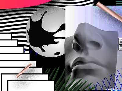 Exotic abstract geometric graphic illustration pattern plant texture