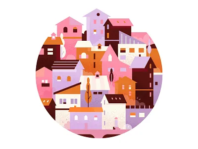 Houses 2d illustration character design houses town