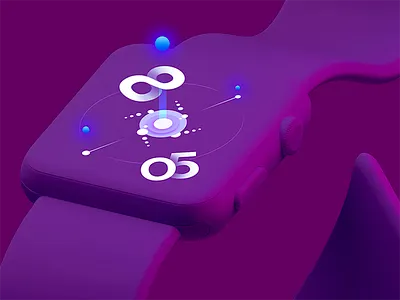 "Apurple" Watch 3d apple applewatch device effect hologram time watchface