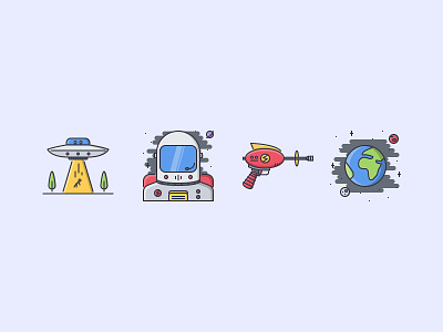 The Space Filled Outline Icons 25 alien blaster cosmonaut earth filled outline iconfinder icons outline set space ufo