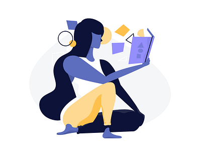 Reading blog book shopify vector woman