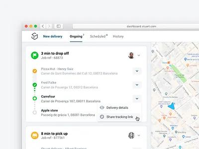 Track your delivery calendar concept dashboard deliver delivery on demand ongoing packages stuart timeline track ui