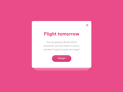 Day 016 - Pop-up/Overlay dailyui flight overlay pink popup ui ux