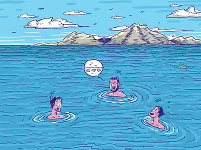 #mylifeillustrations: First swim for the season cartoon greece illustration sea swimming winter swimming