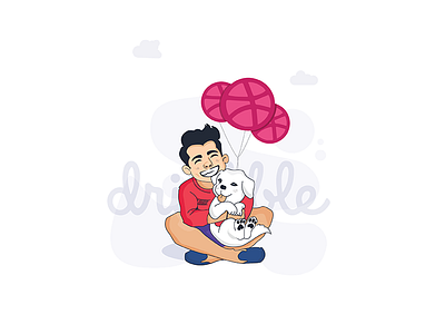 Hello Dribbble boy debut dribbble illustration kerala logo minimal pup