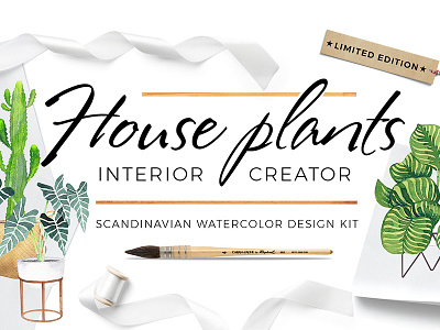 Scandi House Plant Interior Creator creativemarket creator home house plant illustration interior marialetta nature scandinavian trendy watercolor