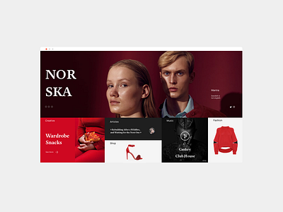 Norska blocs clean ecommerce fashion grid layout modular red shop ux web