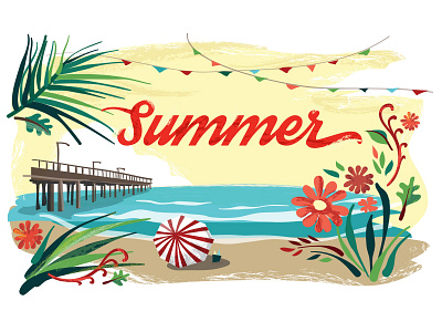 Summer Beach design editorial graphic illustration illustrator promotion typography