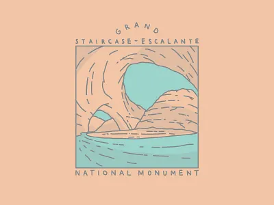 Protect Our Lands canyon illustration patch river simple utah