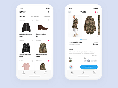 Shop App ecommence iphonex shop ui ux