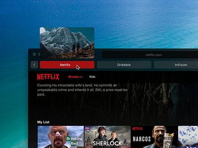 Safari Dark Mode with Video Preview black browser dark dark mode design netflix preview safari video