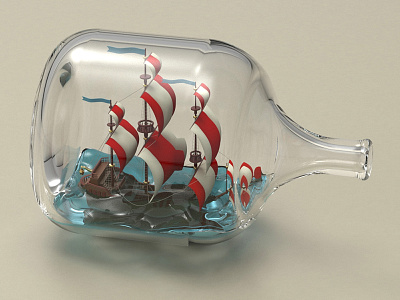 Sailing Ship (2) 3d galleon illustration sailing ship ship in bottle toy