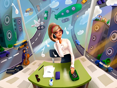 Corporate DJ for Megafon calendar cg character dj illustration megafon office