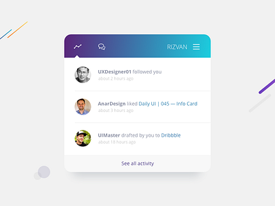 Daily UI | 047 — Activity Feed 047 activity dribbble feed