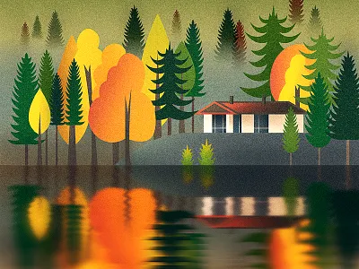 Autumn mirrored 4chars architecture autumn chinese chineseidiom design flat fourchars idiom illustration vector